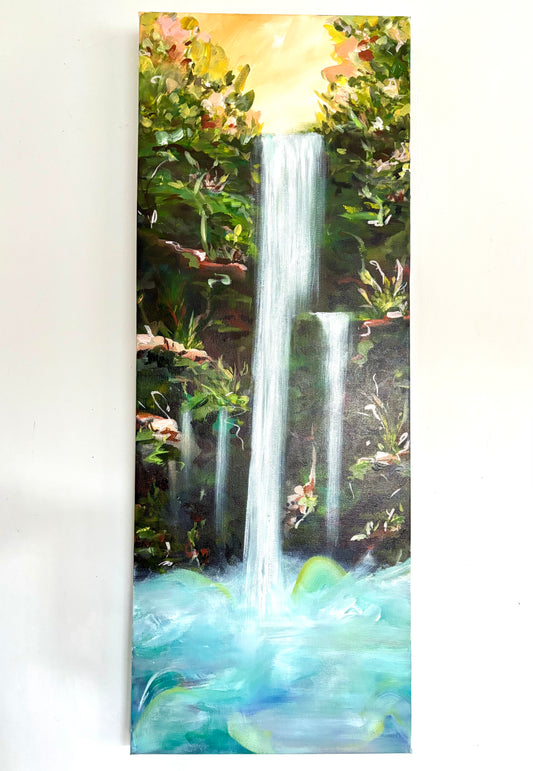 Pinks and waterfalls - original acrylic painting on deep edge canvas