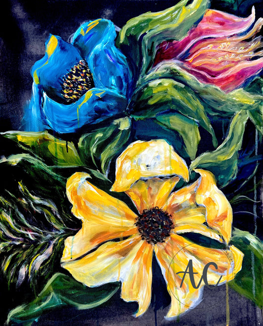 Macro flowers - Original acrylic on canvas