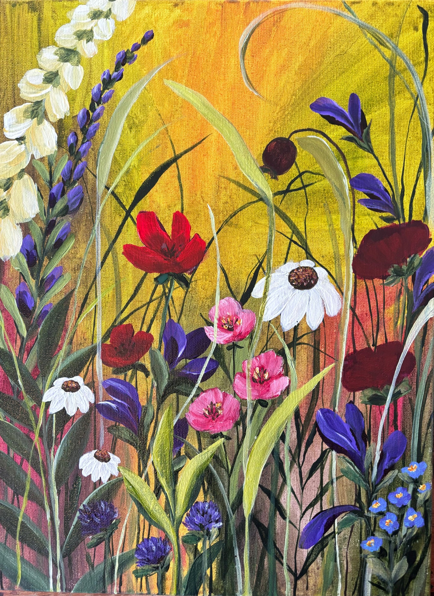 Spring warmth - original acrylic painting on deep edge canvas