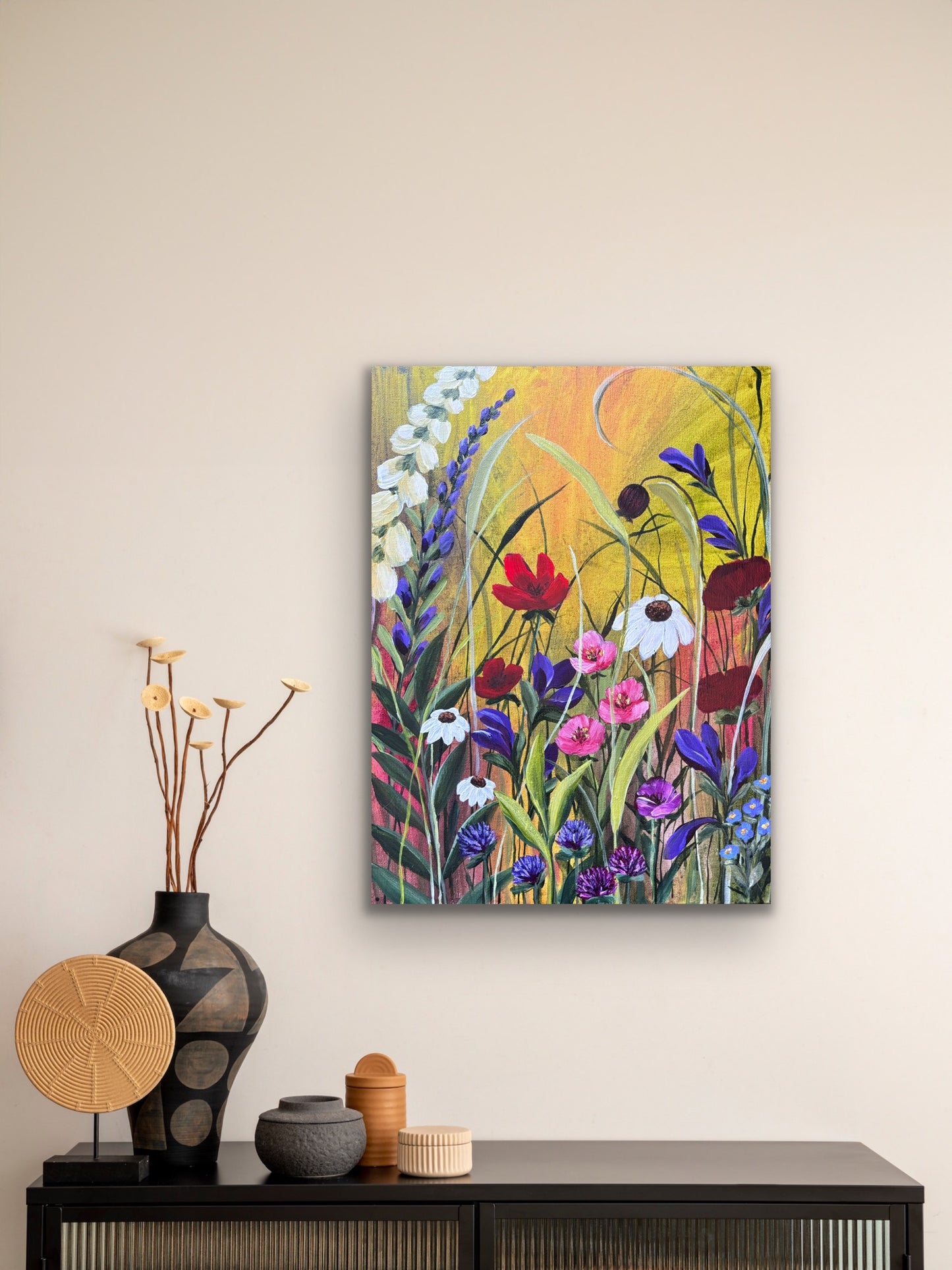 Spring warmth - original acrylic painting on deep edge canvas