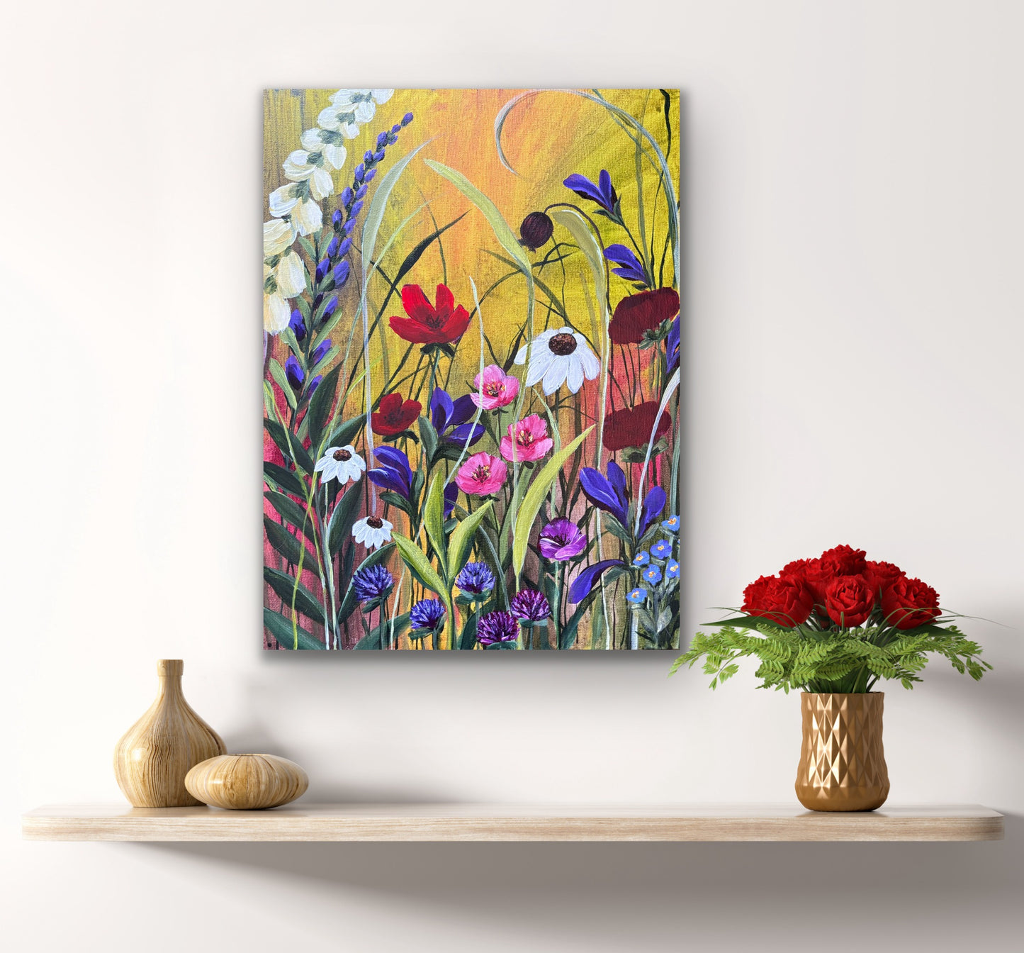 Spring warmth - original acrylic painting on deep edge canvas