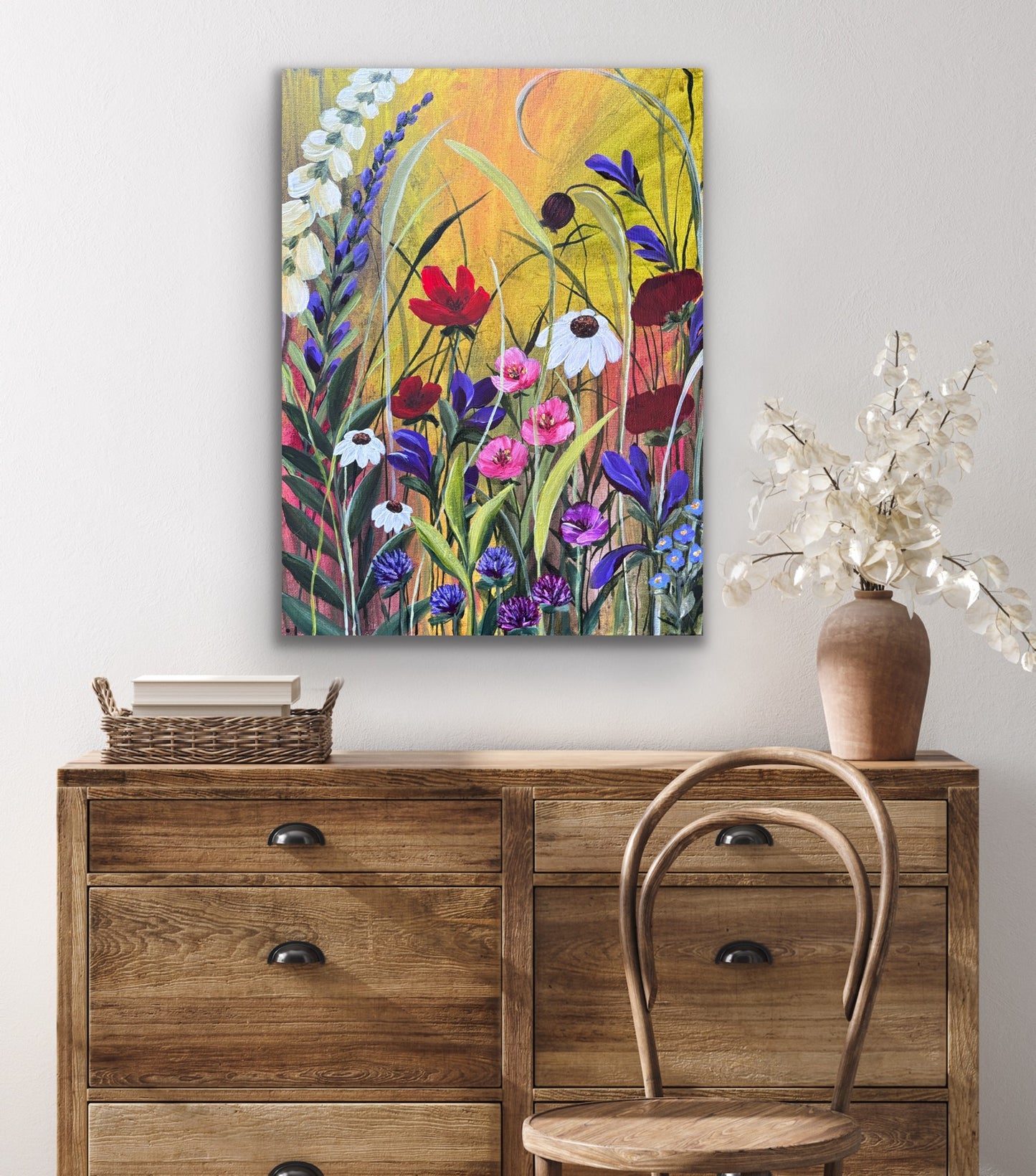 Spring warmth - original acrylic painting on deep edge canvas